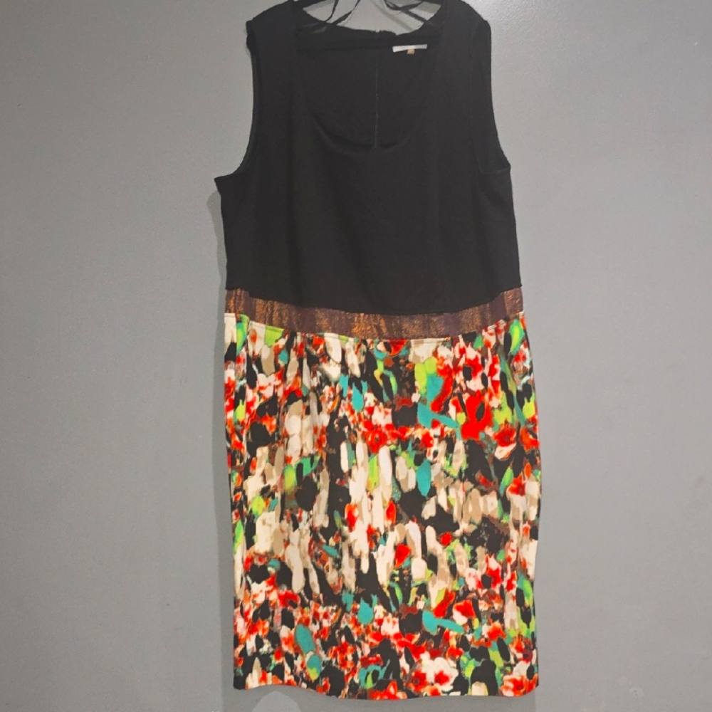 Calvin Klein Black and Red Sleeveless Sheath Dress Plus Size